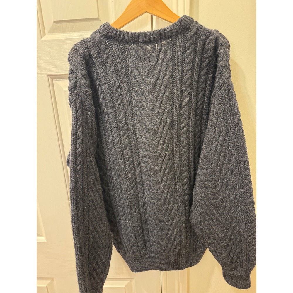 Columba Reid Mens Wool Cable Knit Sweater Charcoal Grey‎ Made in UK Size S - Picture 4 of 6